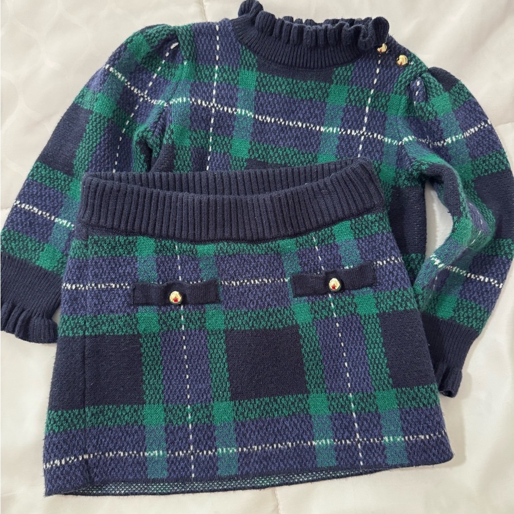 Janie and Jack Green and Blue Plaid Kids Matching Set